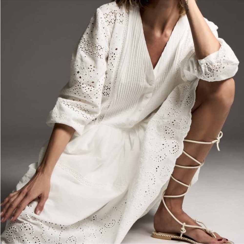 Zara new Emilia dress white midi lace size XS